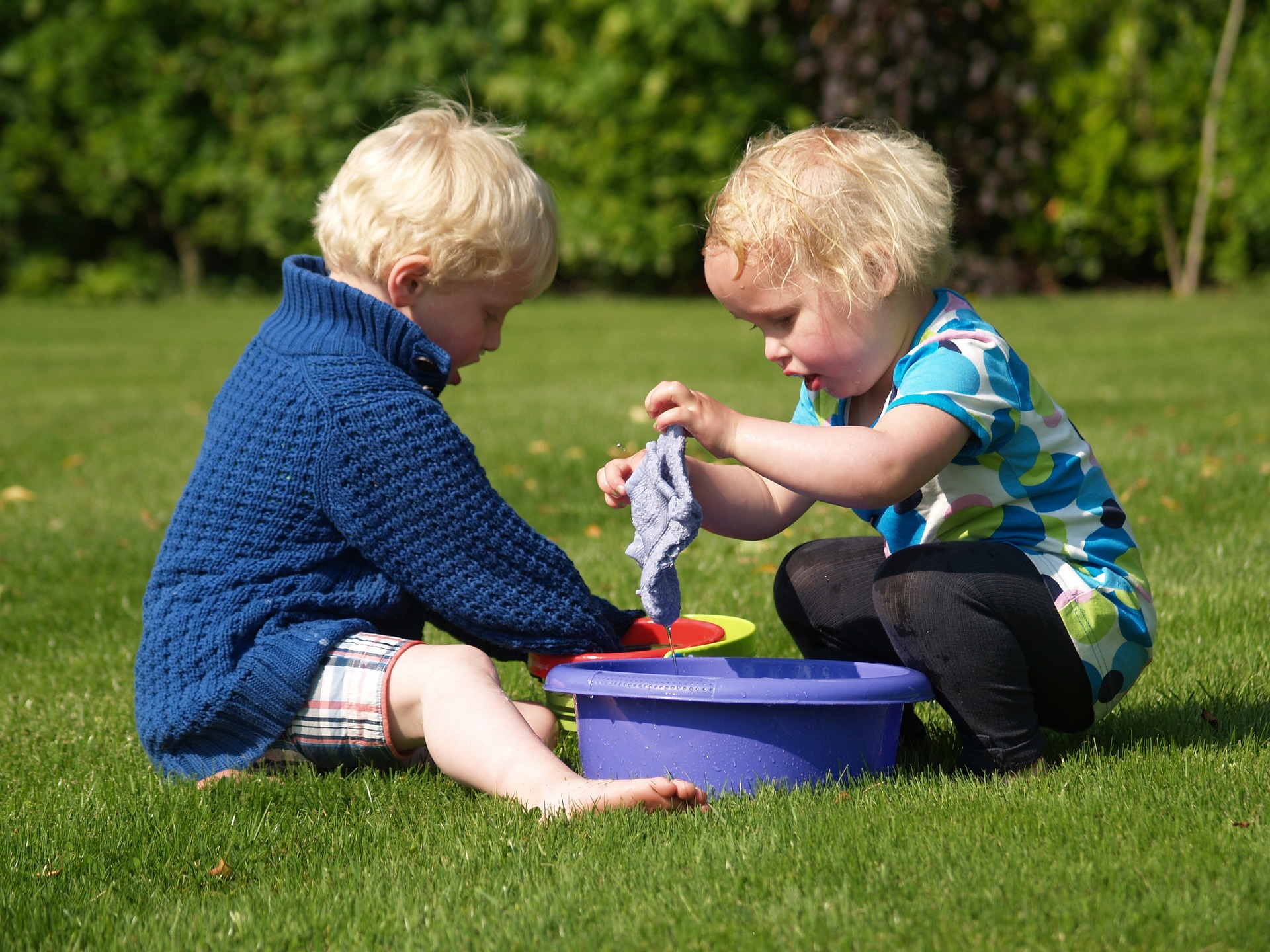 Children playing in garden
