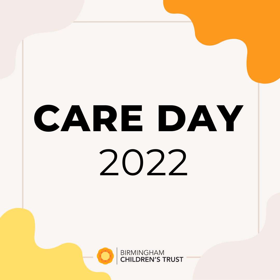 Orange and yellow banner saying 'Care Day 2022'